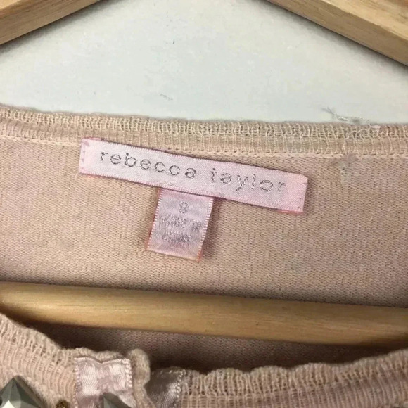 Rebecca Taylor Embellished Silk Cashmere Cardigan Sweater Small - Picture 2 of 7